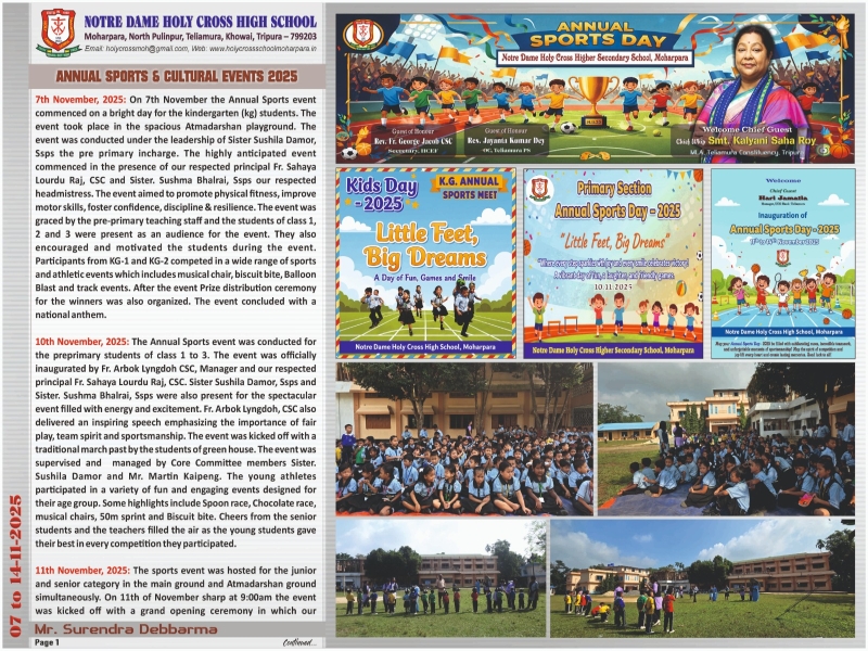 Annual Sports & Cultural Events 2025, 07 to 14-11-2025 Notre Dame